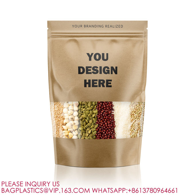 Custom Packaging Resealable Matte Zip Lock Plastic Stand Up Pouch Window Black Mylar Bags 0