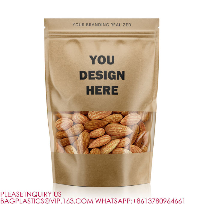 Custom Packaging Resealable Matte Zip Lock Plastic Stand Up Pouch Window Black Mylar Bags 1
