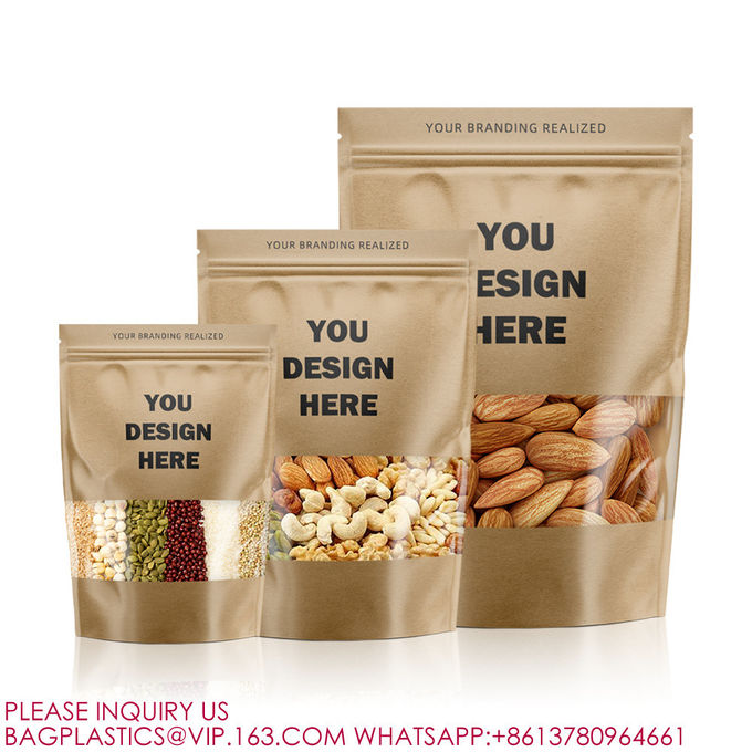 Custom Packaging Resealable Matte Zip Lock Plastic Stand Up Pouch Window Black Mylar Bags 2