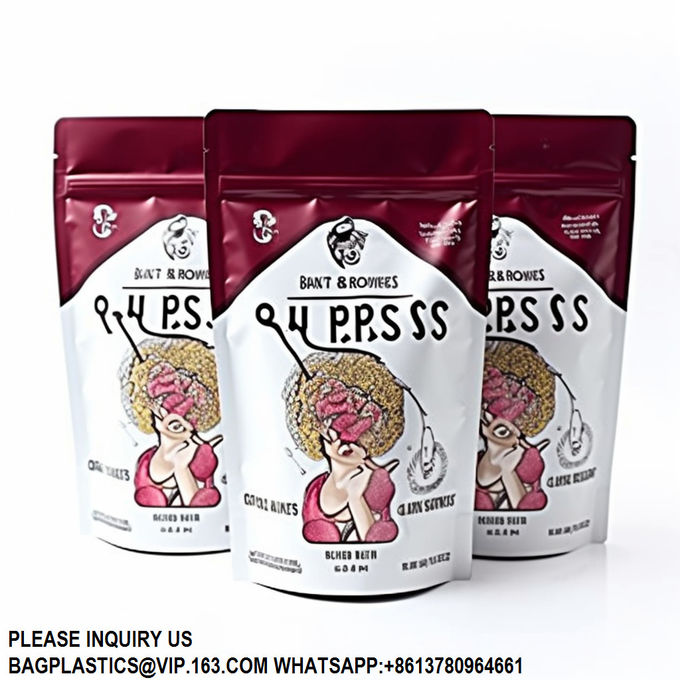 Smell Proof Stand Up Doyback Mylar Aluminum Foil Bags With Child Proof Reusable Zipper 3