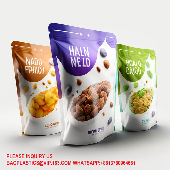Resealable Laser Film Stand Up Pouch Seal Zipper Pla Flat Bottom Package Protein Powder 1