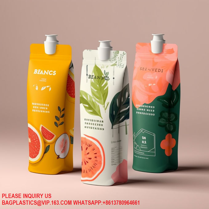 Custom Refillable Alcohol Soy Milk Jelly Juice Liquid Beverage Bottle Eco-Friendly Spout 0
