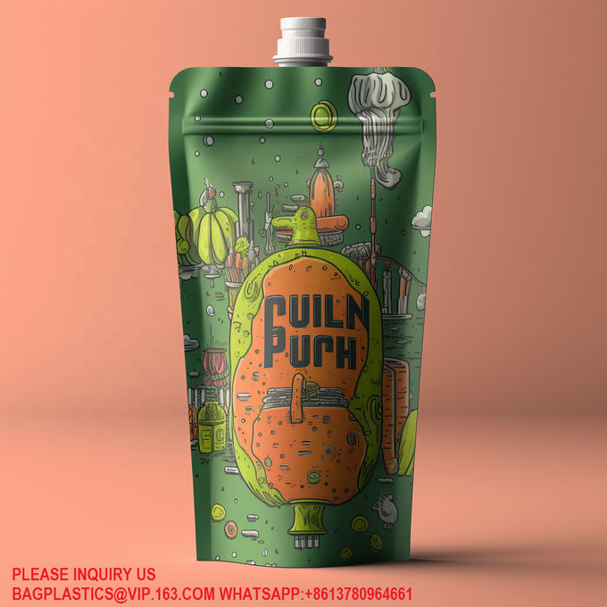 Custom Refillable Alcohol Soy Milk Jelly Juice Liquid Beverage Bottle Eco-Friendly Spout 3