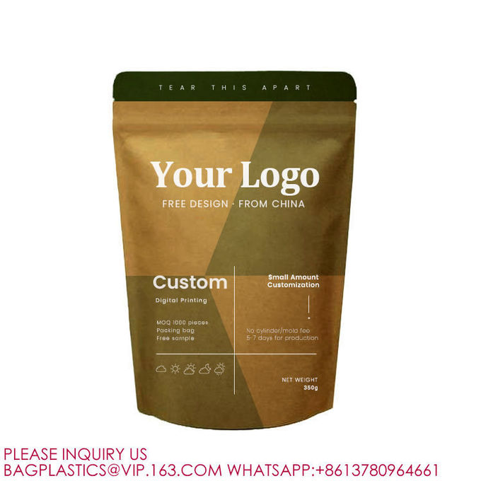 Biodegradable PLA Compost Packing Zip Stand Up Pouch Ziplock Food Custom Packaging Bag 4