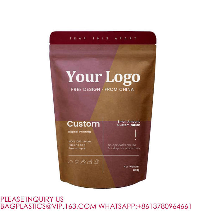 Biodegradable PLA Compost Packing Zip Stand Up Pouch Ziplock Food Custom Packaging Bag 0