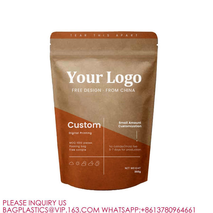 Biodegradable PLA Compost Packing Zip Stand Up Pouch Ziplock Food Custom Packaging Bag 1