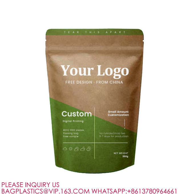 Biodegradable PLA Compost Packing Zip Stand Up Pouch Ziplock Food Custom Packaging Bag 2
