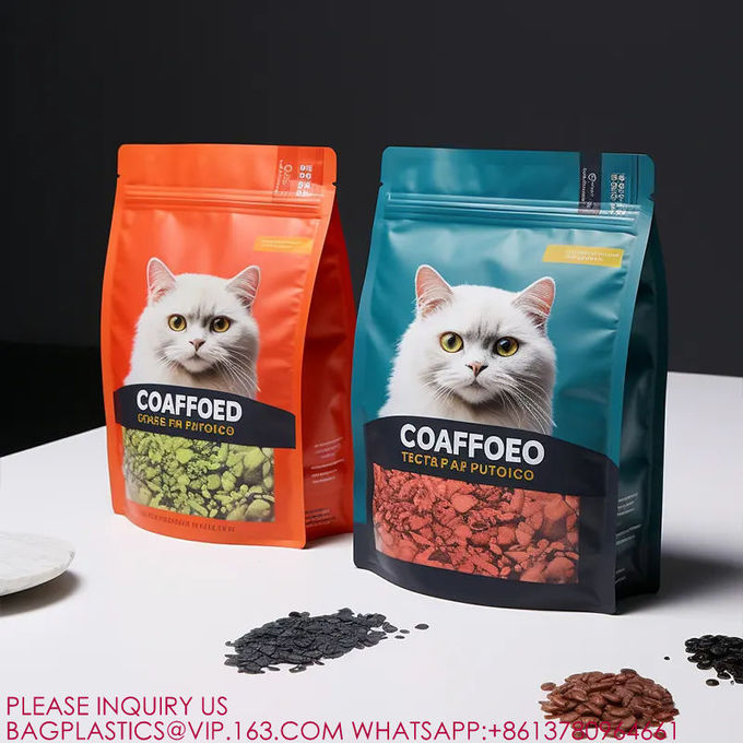 Resealable Flat Bottom Pet Food Packing Pouch Dog Cat Treats Snack Food Pet Feed Packing 2