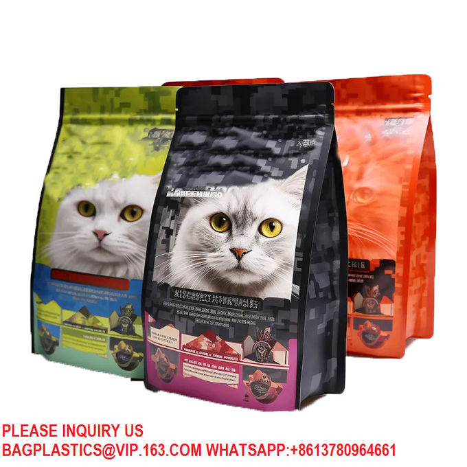 Resealable Flat Bottom Pet Food Packing Pouch Dog Cat Treats Snack Food Pet Feed Packing 0