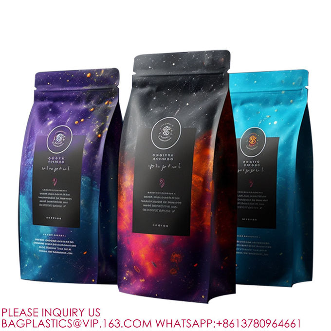 Stand Up Flat Bottom Coffee Packing Pouch Valve Square Bottom Coffee Beans Packing Bags 2