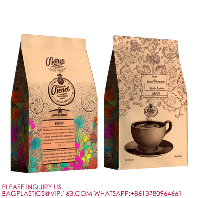 Stand Up Flat Bottom Coffee Packing Pouch Valve Square Bottom Coffee Beans Packing Bags 1