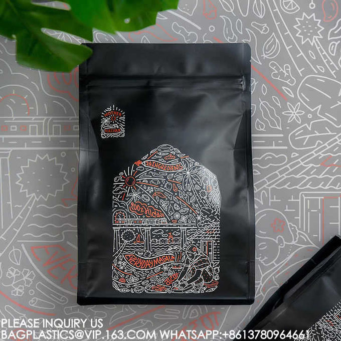 Coffee Packaging Food Bags Plastic Aluminum Foil Mylar Zip Ziplock Bag Flat Bottom Pouch 3