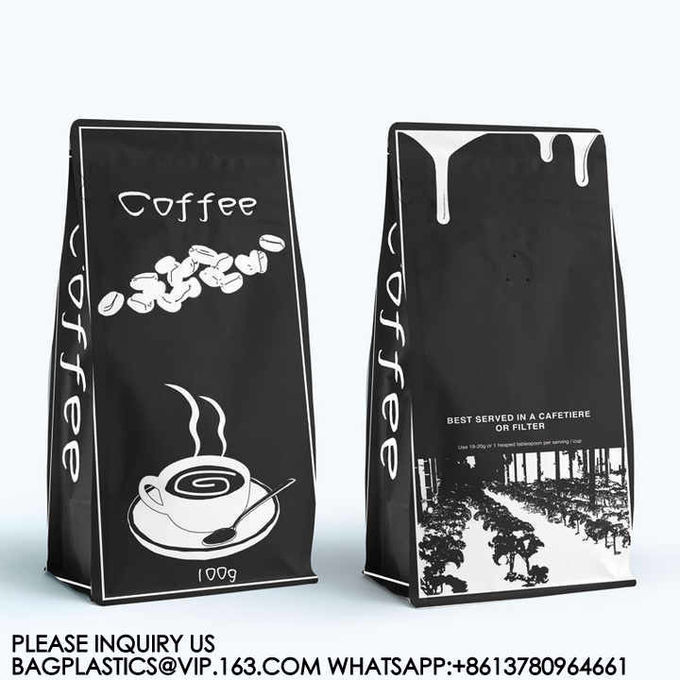 Coffee Packaging Food Bags Plastic Aluminum Foil Mylar Zip Ziplock Bag Flat Bottom Pouch 2