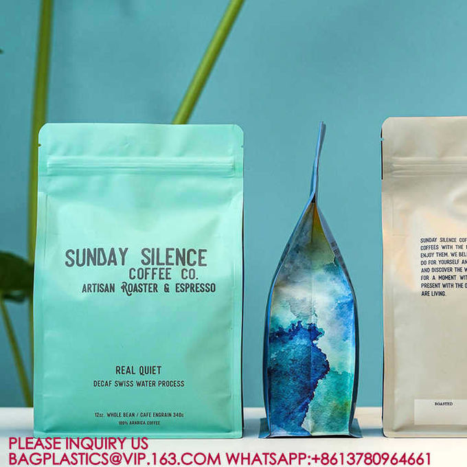 Coffee Packaging Food Bags Plastic Aluminum Foil Mylar Zip Ziplock Bag Flat Bottom Pouch 1