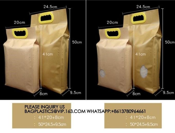 Customized Logo Sustainable Pack 1kg 2kg 5kg 10kg Flat Bottom Pouch Rice Packaging Bags 3