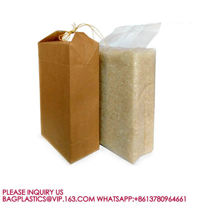 High Quality Durable Brown Natural Rice Bags Kraft Paper Dried Food rice Packaging Bags 1