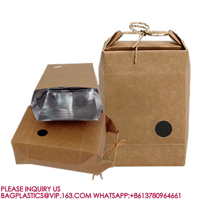 High Quality Durable Brown Natural Rice Bags Kraft Paper Dried Food rice Packaging Bags 0