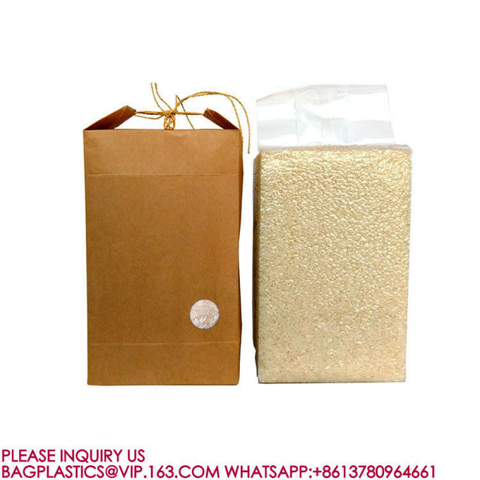 High Quality Durable Brown Natural Rice Bags Kraft Paper Dried Food rice Packaging Bags 3