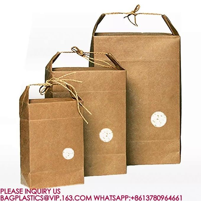 High Quality Durable Brown Natural Rice Bags Kraft Paper Dried Food rice Packaging Bags 4