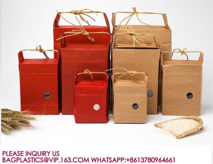 Stand Up Kraft Paper Pouch With String For Rice, Wheat Flour, Tea Leaves, Powders Packing 3