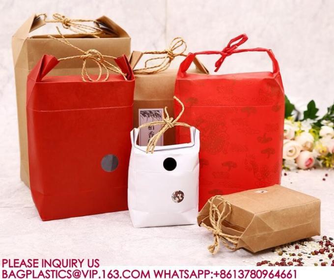 Stand Up Kraft Paper Pouch With String For Rice, Wheat Flour, Tea Leaves, Powders Packing 1