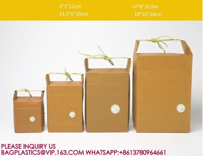 Stand Up Kraft Paper Pouch With String For Rice, Wheat Flour, Tea Leaves, Powders Packing 0