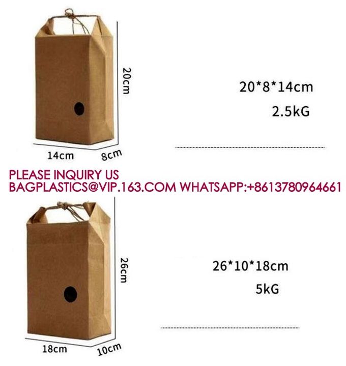 Custom Printing Eco Friendly Square Bottom Food Grade Packaging Bio Rice Kraft Paper Bag 2