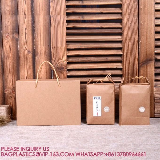 Custom Logo 1kg 5kg Wheat Flour Rice Kraft Paper Plastic Packaging Bags For Packaging 4