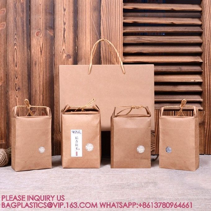 Custom Logo 1kg 5kg Wheat Flour Rice Kraft Paper Plastic Packaging Bags For Packaging 3