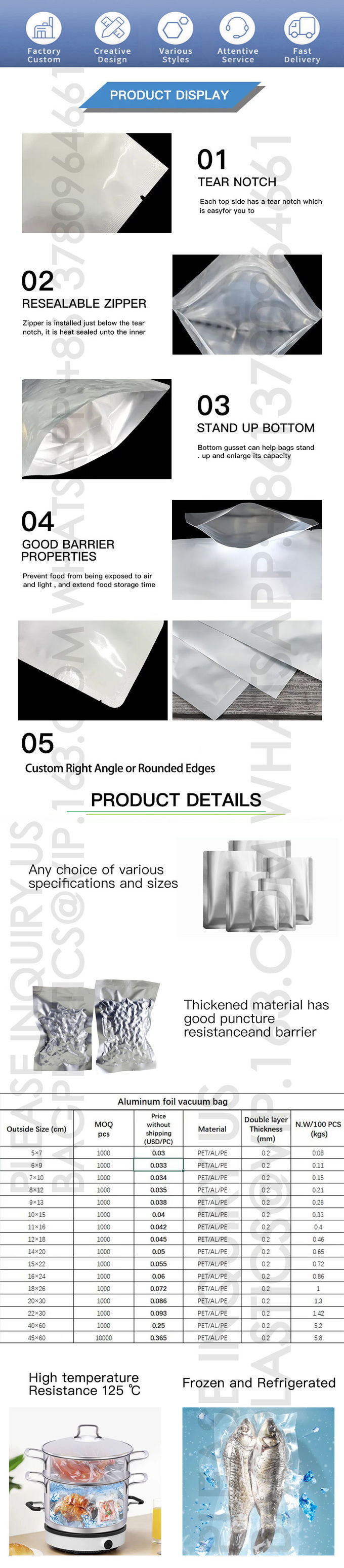 Silver Packaging Bag For Food, Aluminum Foil Mylar Pouch Ziplock Bag, Resealable Bags 1