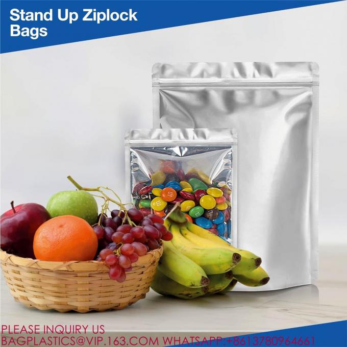 Resealable Aluminum Mylar Foil Plastic Stand Up Ziplock Bag Large Mylar bags 1 Gallon 6