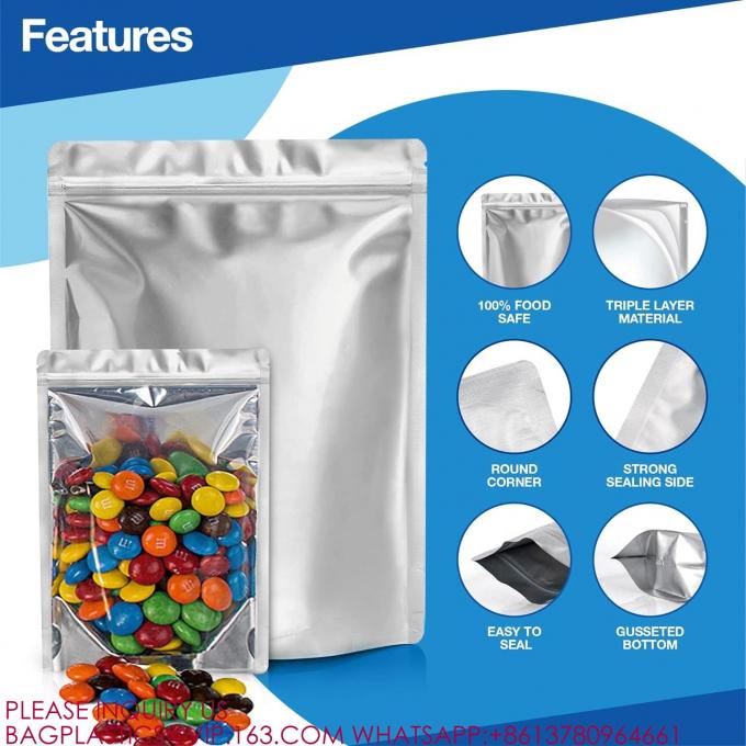 Resealable Aluminum Mylar Foil Plastic Stand Up Ziplock Bag Large Mylar bags 1 Gallon 5