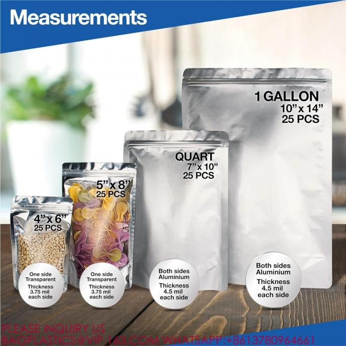 Resealable Aluminum Mylar Foil Plastic Stand Up Ziplock Bag Large Mylar bags 1 Gallon 3