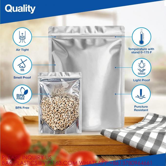 Resealable Aluminum Mylar Foil Plastic Stand Up Ziplock Bag Large Mylar bags 1 Gallon 2