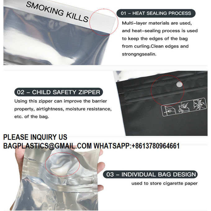 Custom 30G 50G Leaf Per Rolling Hand Tobacco Pouches Cigar Packaging Bags With Ziplock 1