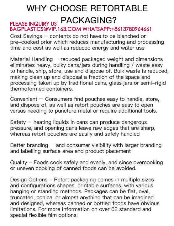 Retort Sealable Aluminum Foil Mylar Bag Open Top Packing Bulk Food Storage Retort Pouch 7