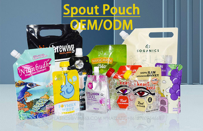 Biodegradable Transparent Liquid Drink Spout Pouch Stand Up Pouch With Spout For Liquid 2