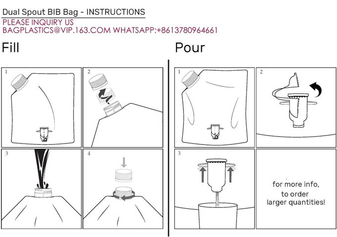 Bag-In-Box Bags Spout BIB Bags REFILLABLE, REUSABLE, Easy Filling Through Top Screw Cap 0