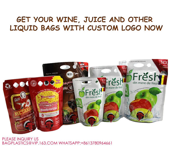 Juice bag Wine pouch Dispenser 3L Kraft Eco Friendly Bag In Box Liquid Plastic Packaging 2