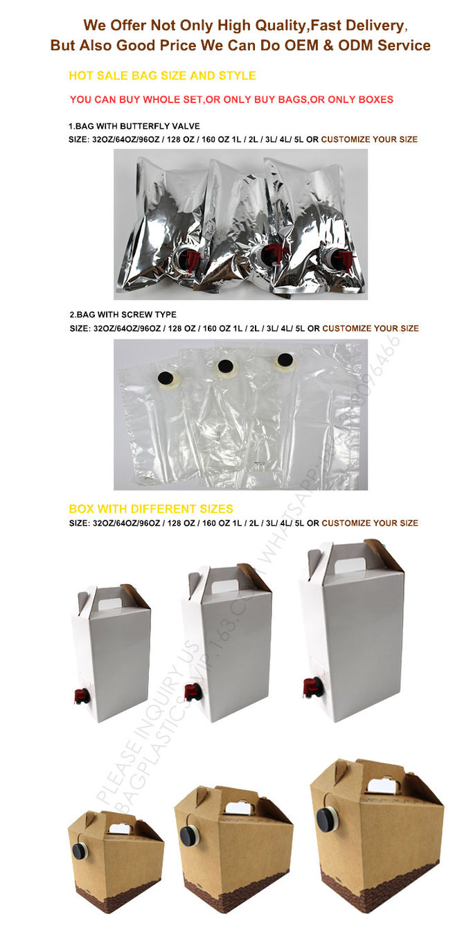 Juice bag Wine pouch Dispenser 3L Kraft Eco Friendly Bag In Box Liquid Plastic Packaging 1