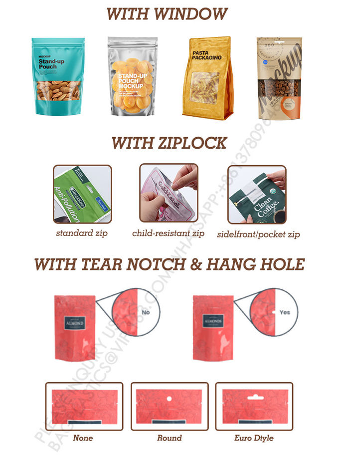 Custom Logo Printing Aluminum Foil Ziplock Stand Up Pouch Matte Glossy Bags With Zipper 5