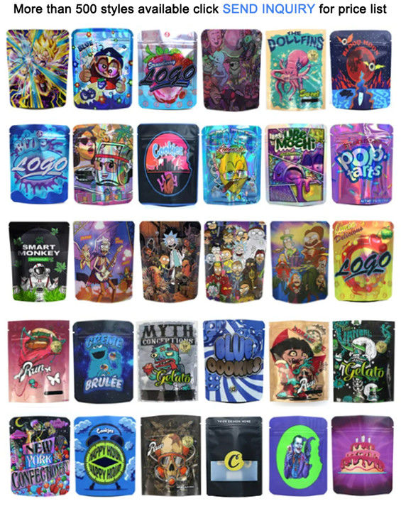 14G 28G Custom Stand Up Doypack Pouch Smell Proof 3.5 Grams Mylar Bags With My Logo 0