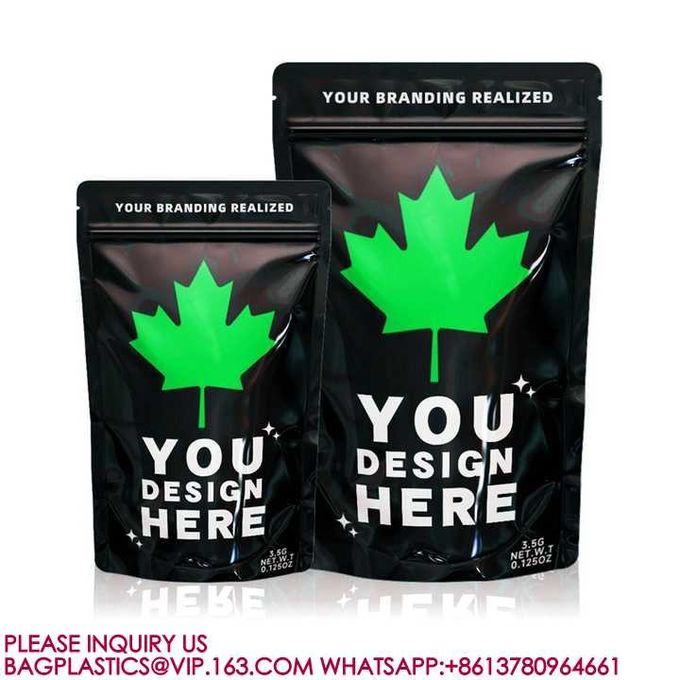 Custom Design Mylar Stand Up Pouch Resealable Zip Lock Smell Proof Packaging Mylar Bags 4