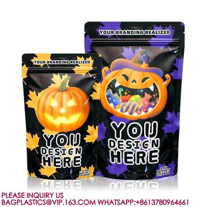 Custom Design Mylar Stand Up Pouch Resealable Zip Lock Smell Proof Packaging Mylar Bags 3