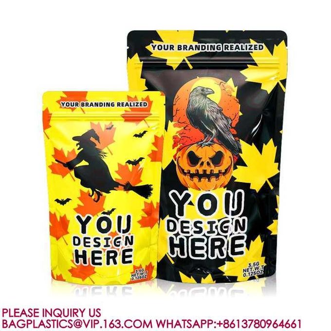 Custom Design Mylar Stand Up Pouch Resealable Zip Lock Smell Proof Packaging Mylar Bags 2