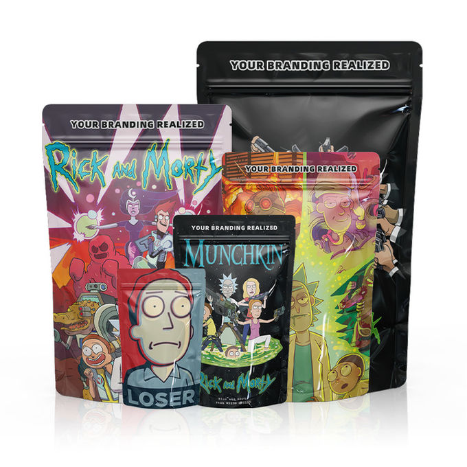 Custom Design Mylar Stand Up Pouch Resealable Zip Lock Smell Proof Packaging Mylar Bags 1
