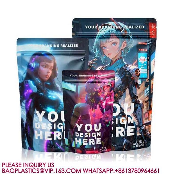 Recyclable Sachet Packaging Bags Smell Proof Die Cut 3.5g Mylar Bags For Small Businesses 3