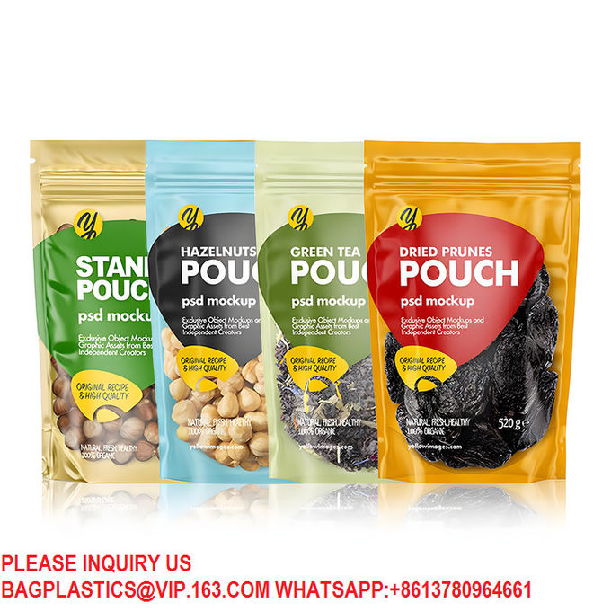 Custom Aluminium Foil Plastic Zip Lock Stand Up Pouch Tea Coffee Zipper Pouch Mylar Bag 1