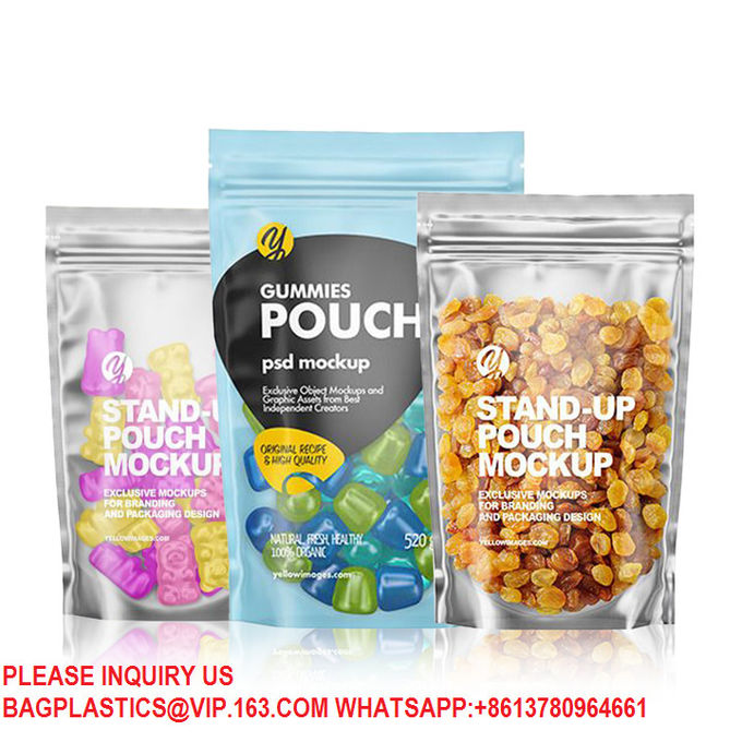 Custom Logo Printing Aluminum Foil Ziplock Stand Up Pouch Matte Glossy Bags With Zipper 0