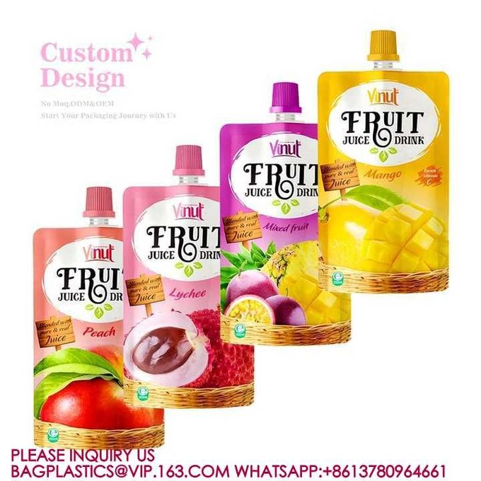Eco Transparent Travel Bag Custom Beer Beverage Food Grade Transparent Clear Spout Pouch 2